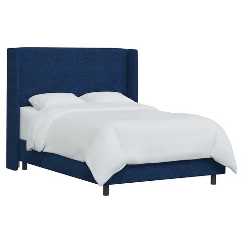 Kelly Pounce Wingback Bed - Blue, Comfortable, Durable