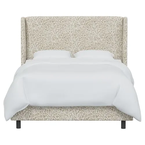 Kelly Pounce Wingback Bed - Beige, Comfortable, Durable