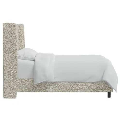 Kelly Pounce Wingback Bed - Beige, Comfortable, Durable