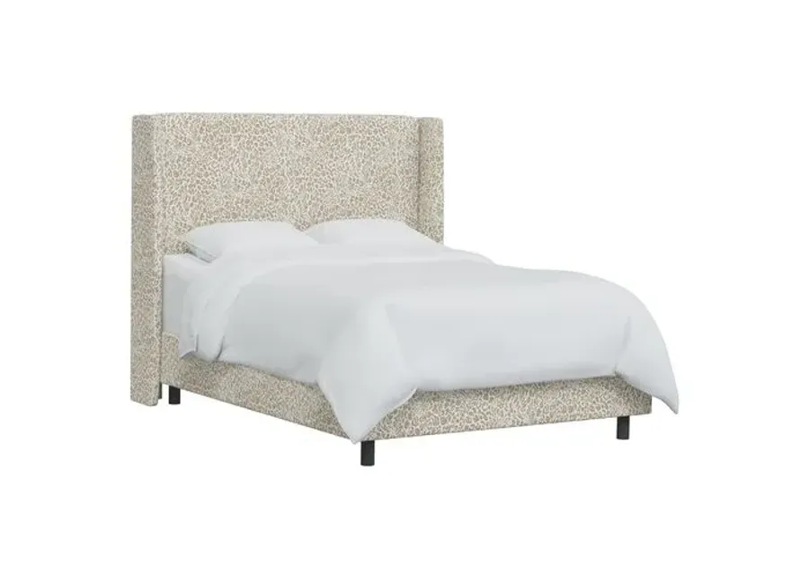 Kelly Pounce Wingback Bed - Beige, Comfortable, Durable