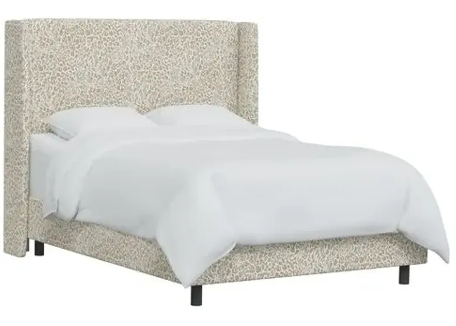 Kelly Pounce Wingback Bed - Beige, Comfortable, Durable