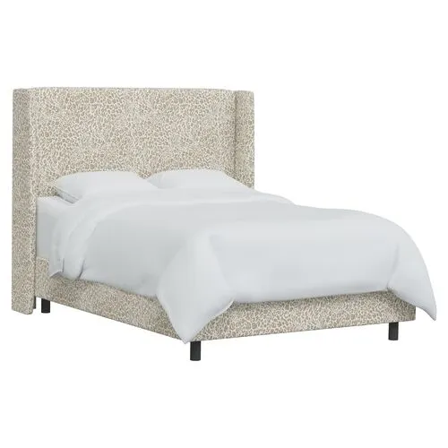 Kelly Pounce Wingback Bed - Beige, Comfortable, Durable