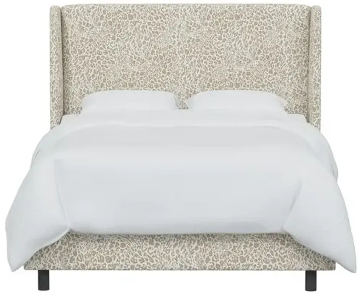 Kelly Pounce Wingback Bed - Beige, Comfortable, Durable