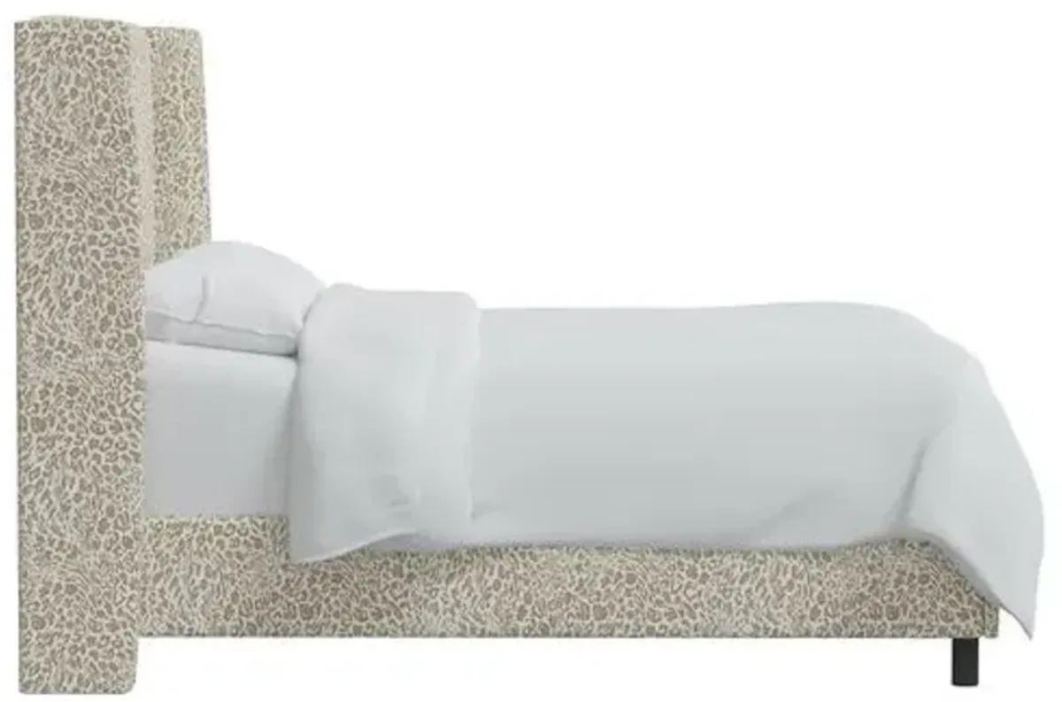 Kelly Pounce Wingback Bed - Beige, Comfortable, Durable