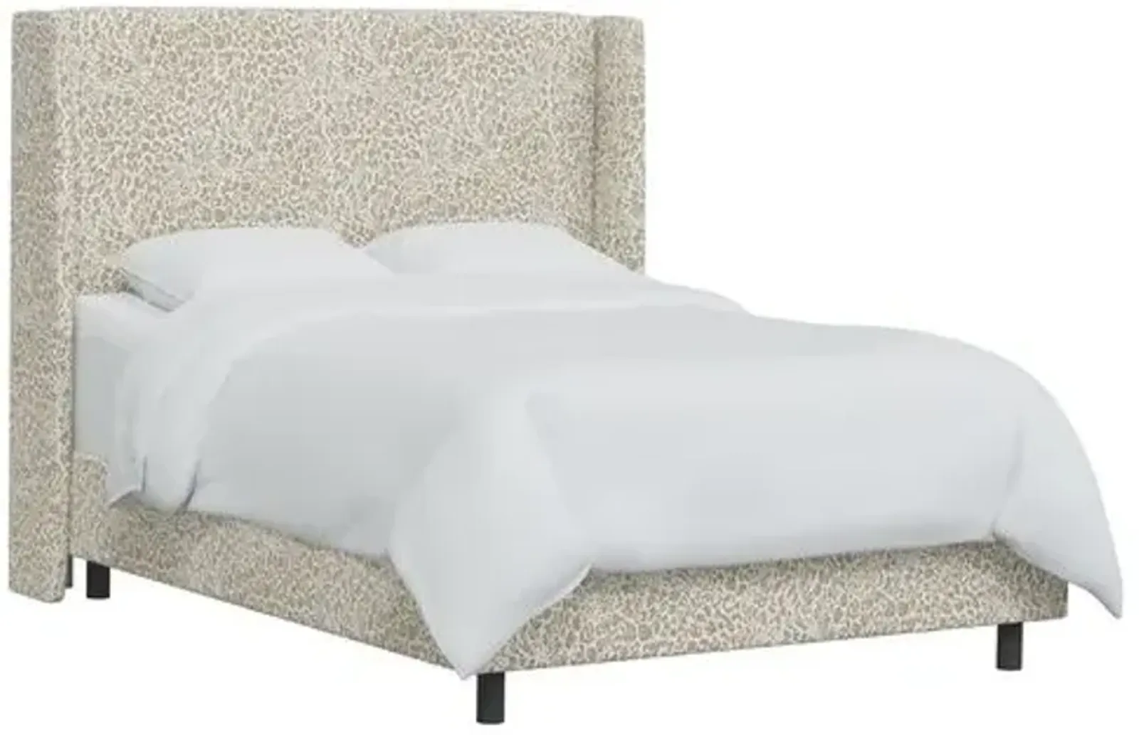 Kelly Pounce Wingback Bed - Beige, Comfortable, Durable