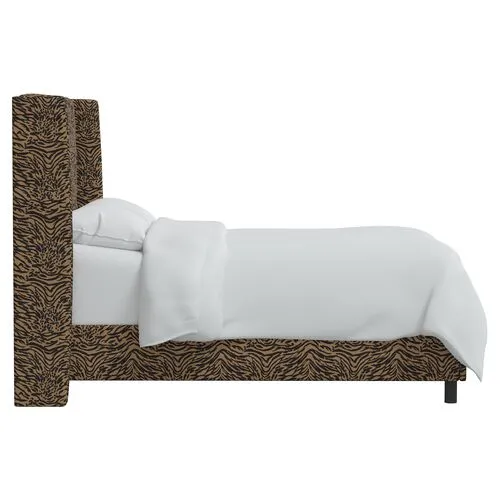 Kelly Lope Wingback Bed - Brown, Comfortable, Durable