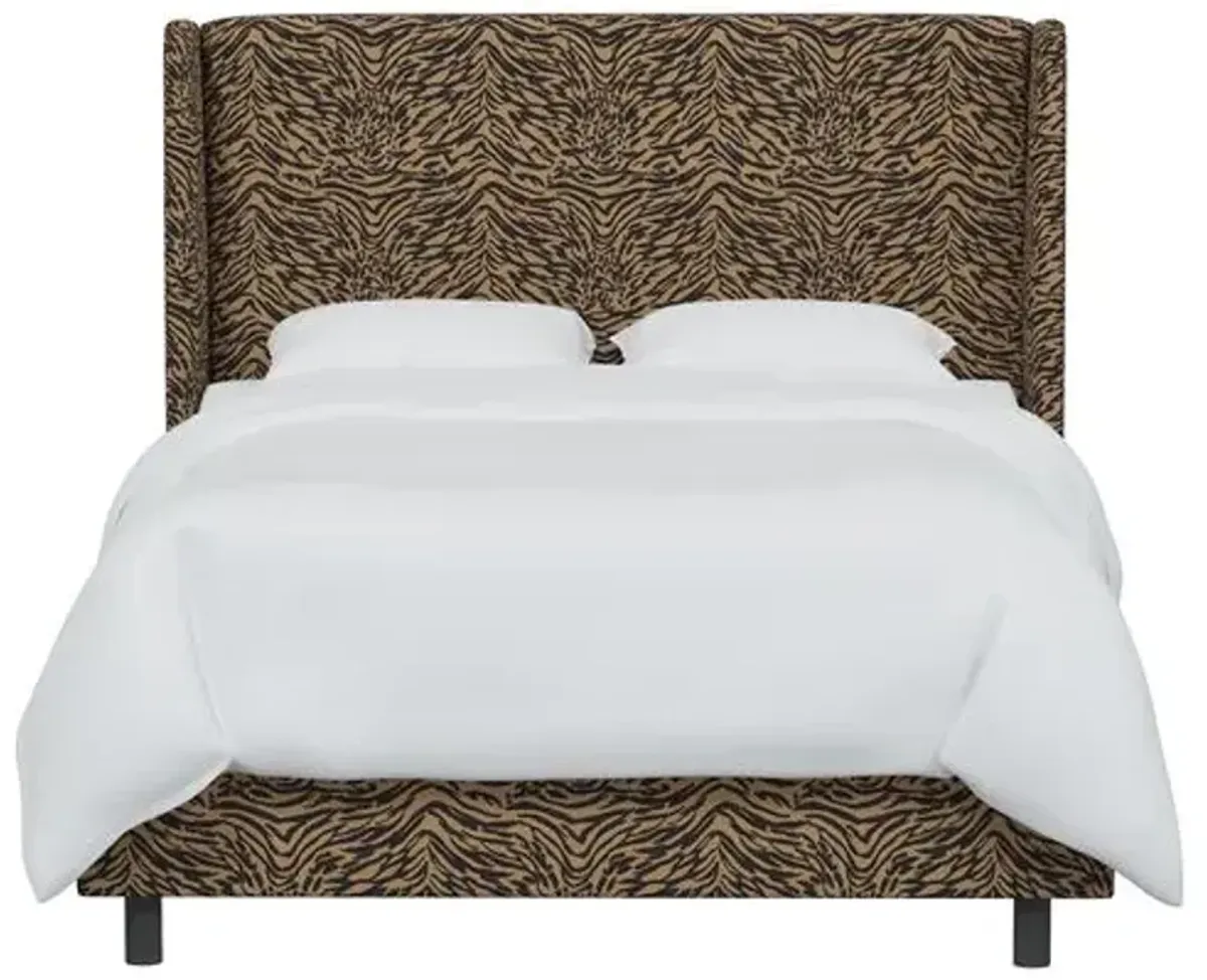 Kelly Lope Wingback Bed - Brown, Comfortable, Durable