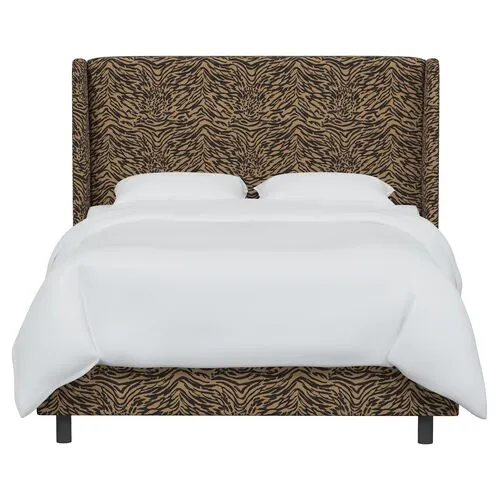 Kelly Lope Wingback Bed - Brown, Comfortable, Durable