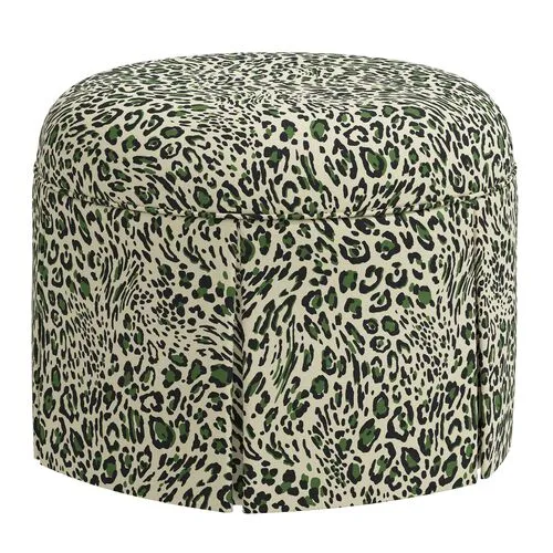 Liza Pounce Skirted Ottoman - Green