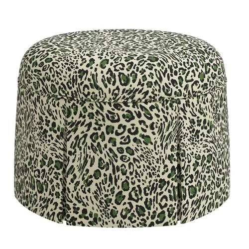 Liza Pounce Skirted Ottoman - Green