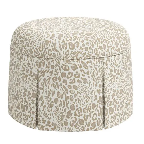 Liza Pounce Skirted Ottoman - Beige