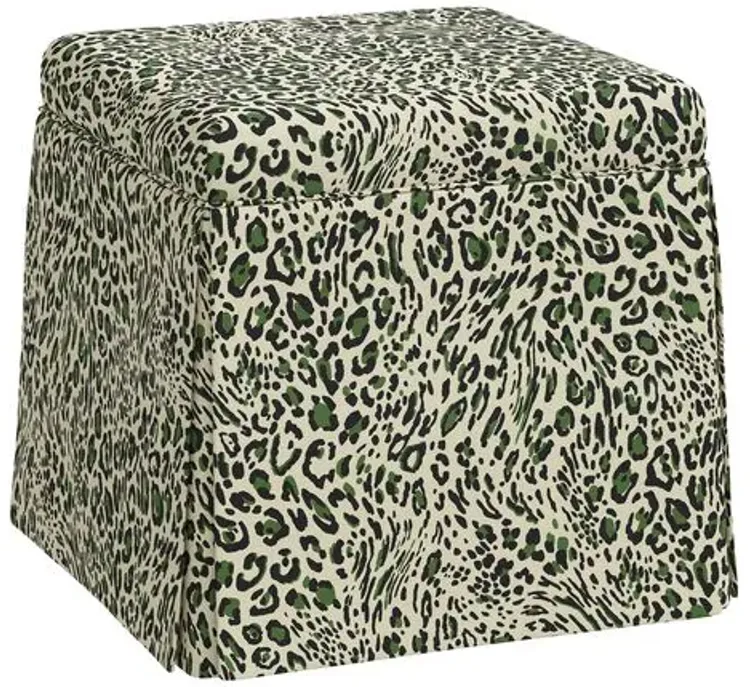 Anne Pounce Skirted Ottoman - Green