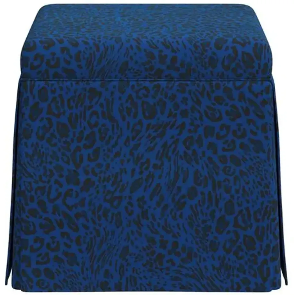 Anne Pounce Skirted Ottoman - Blue