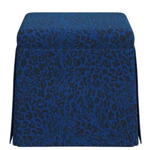 Anne Pounce Skirted Ottoman - Blue