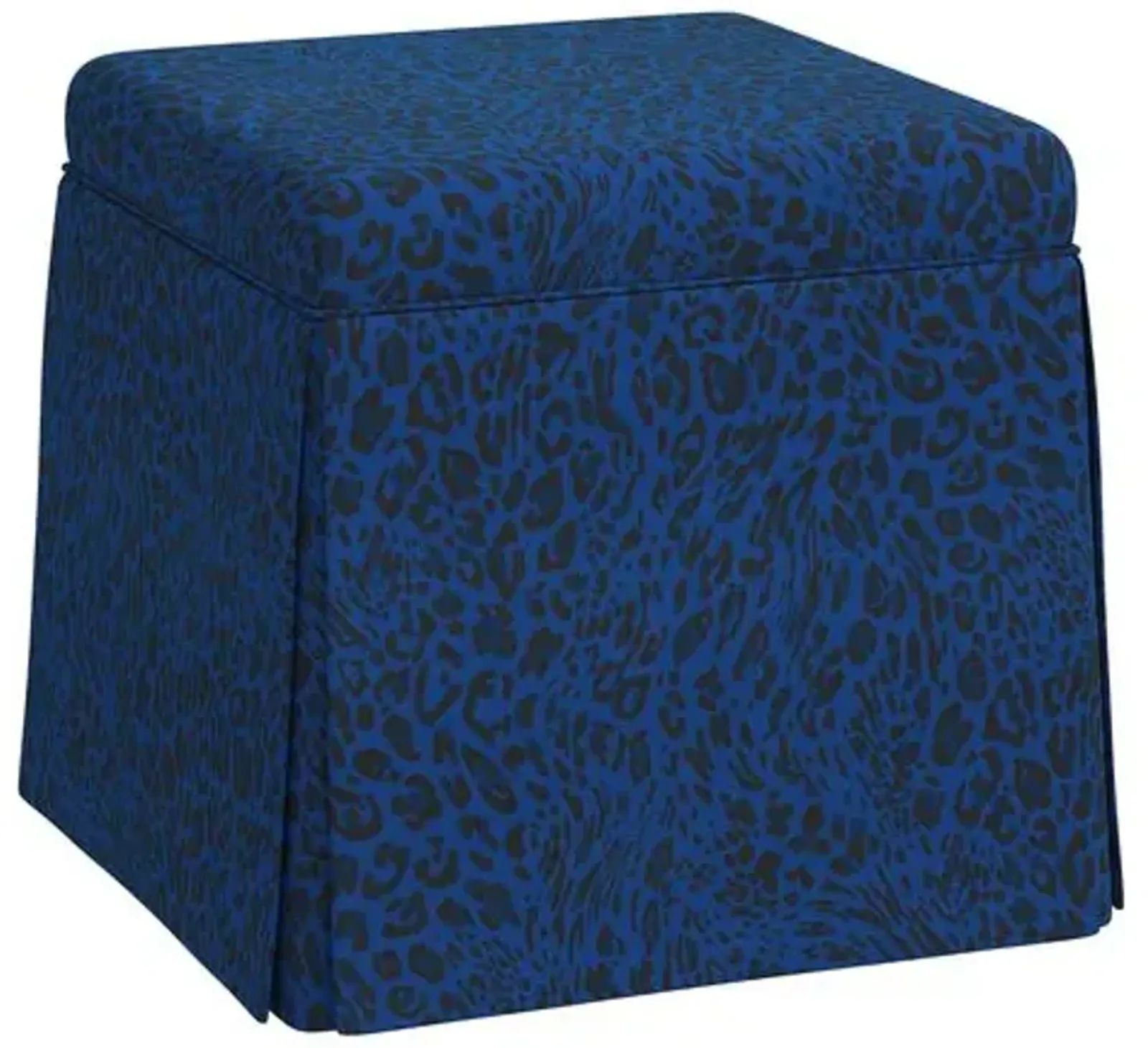 Anne Pounce Skirted Ottoman - Blue