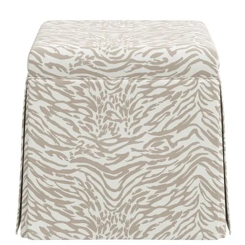 Anne Lope Skirted Ottoman - Beige