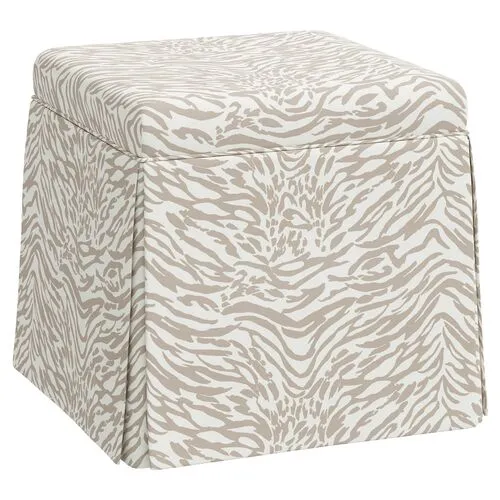 Anne Lope Skirted Ottoman - Beige