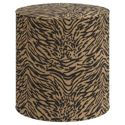 Harper Lope Round Ottoman - Brown