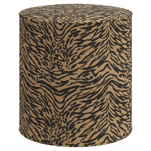 Harper Lope Round Ottoman - Brown