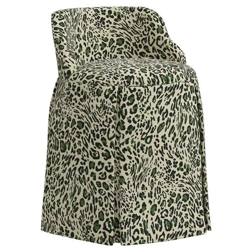 Addie Pounce Vanity Stool - Green - Versatile, Comfortable, Functional - Made in The USA