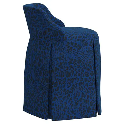 Addie Pounce Vanity Stool - Blue - Versatile, Comfortable, Functional - Made in The USA