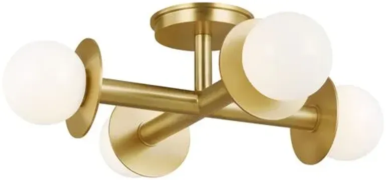 Visual Comfort - Nodes Semi Flush Mount - Burnished Brass - Gold