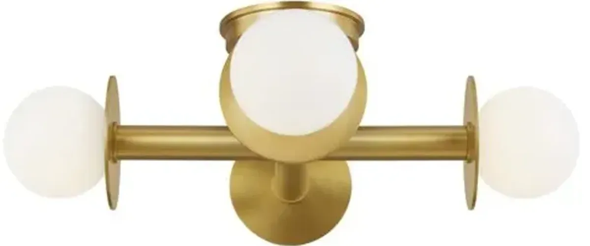 Visual Comfort - Nodes Semi Flush Mount - Burnished Brass - Gold