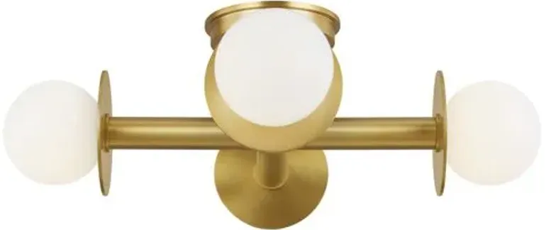 Visual Comfort - Nodes Semi Flush Mount - Burnished Brass - Gold