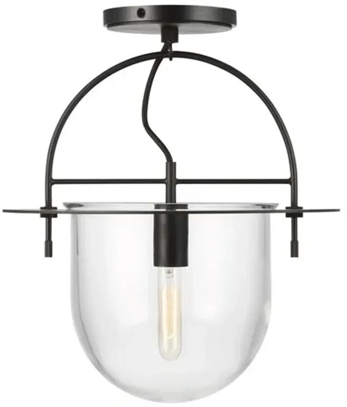 Visual Comfort - Nuance Medium Semi-Flush Mount - Aged Iron - Black