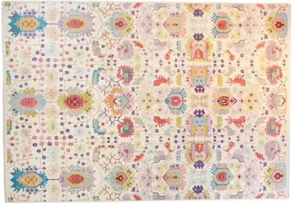 10'x14' Sari Wool Liam Handmade Rug - Ivory - F.J. Kashanian - White - White