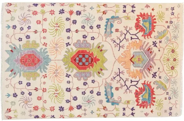 4'x6' Sari Rae Wool Liam Handmade Rug - Ivory - F.J. Kashanian - Ivory