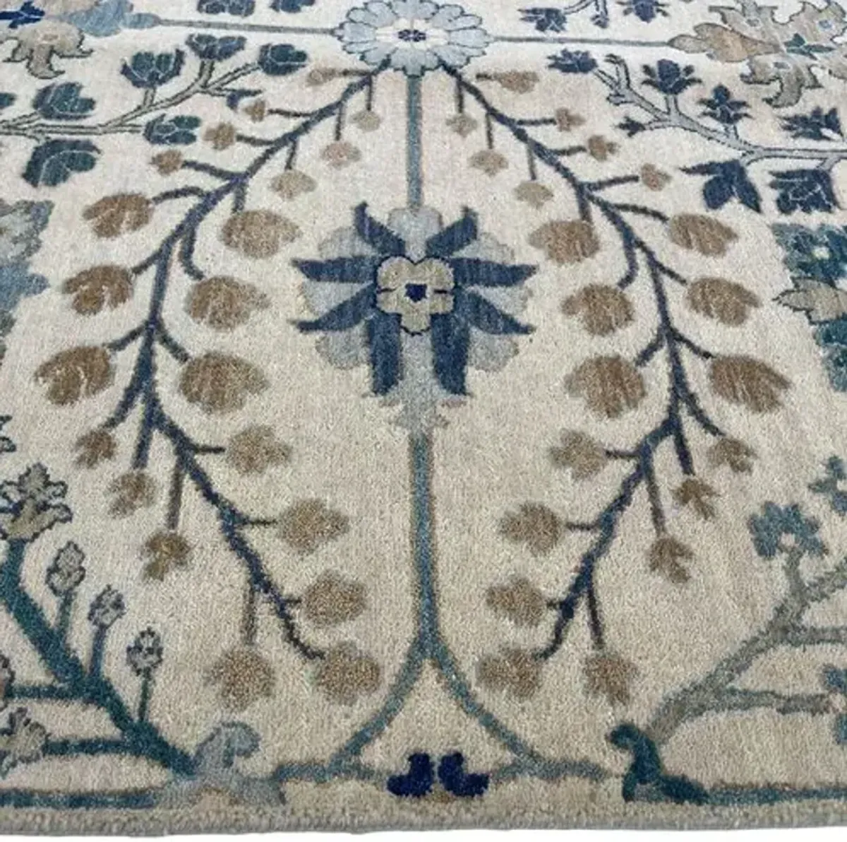 9'x12' Sari Wool Cotton Handmade Rug - Ivory - F.J. Kashanian - Ivory