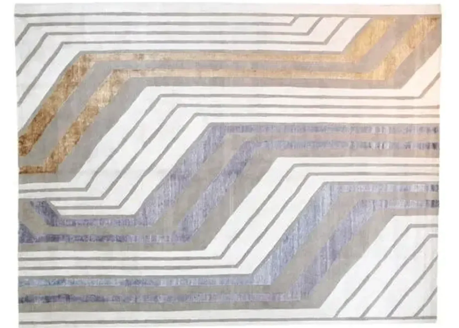 9'x12' Gatsby Handmade Rug - Silver/Gold - F.J. Kashanian - Silver