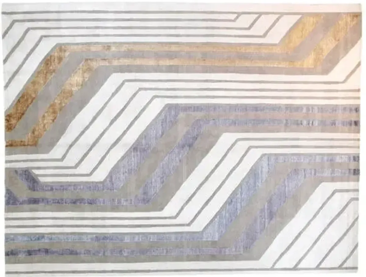 9'x12' Gatsby Handmade Rug - Silver/Gold - F.J. Kashanian - Silver