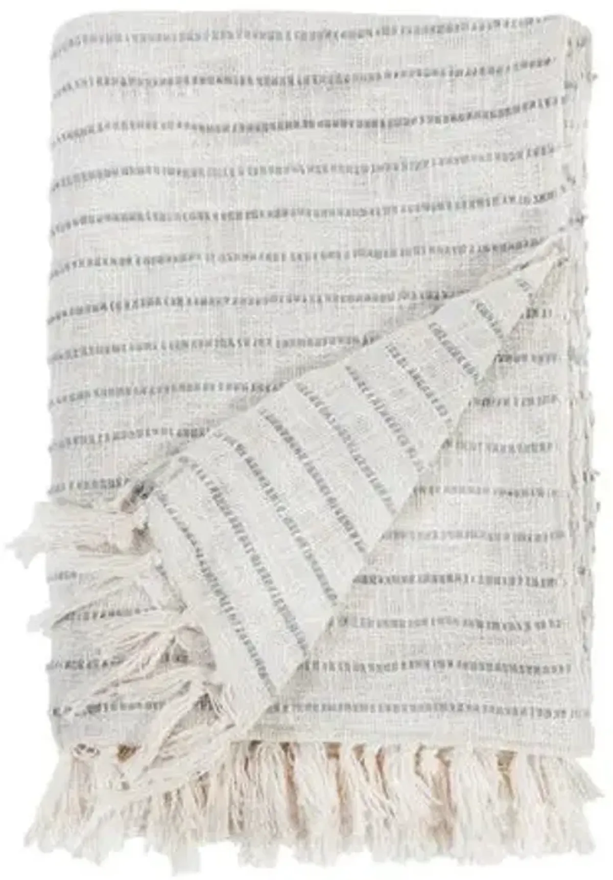 Jojo Oversized Throw - Ivory/Blue Gray - Pom Pom at Home, Fringed