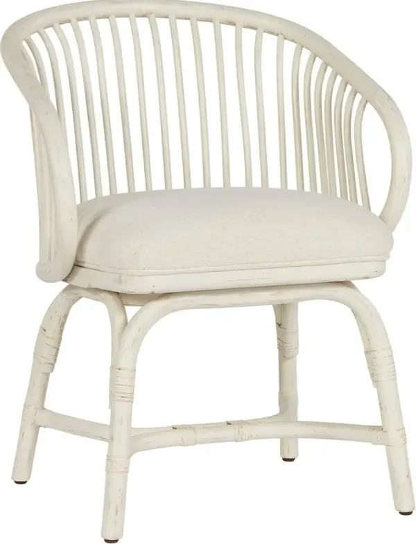 Coastal Living Dana Rattan Crypton Dining Chair, White/Snow