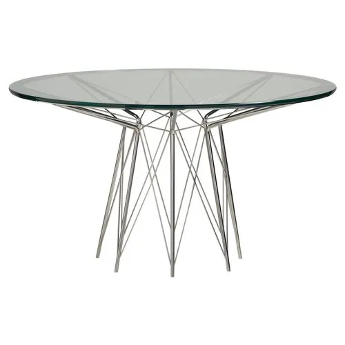 Ari 54" Dining Table - Steel/Glass