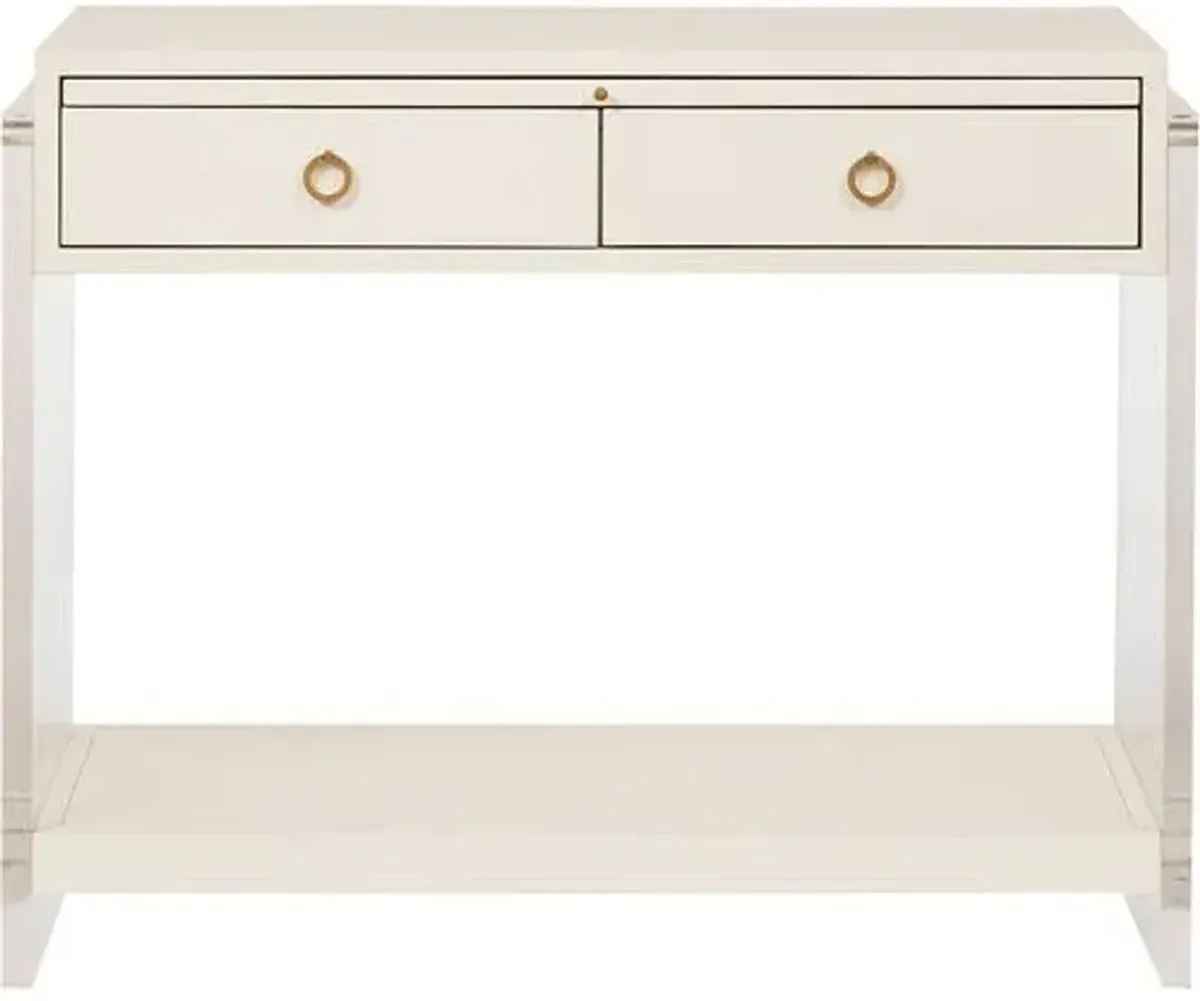 Coastal Living Meg 2-Drawer Nightstand - White/Acrylic