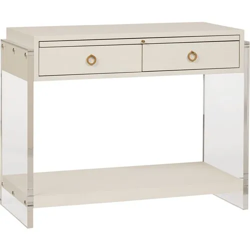 Coastal Living Meg 2-Drawer Nightstand - White/Acrylic