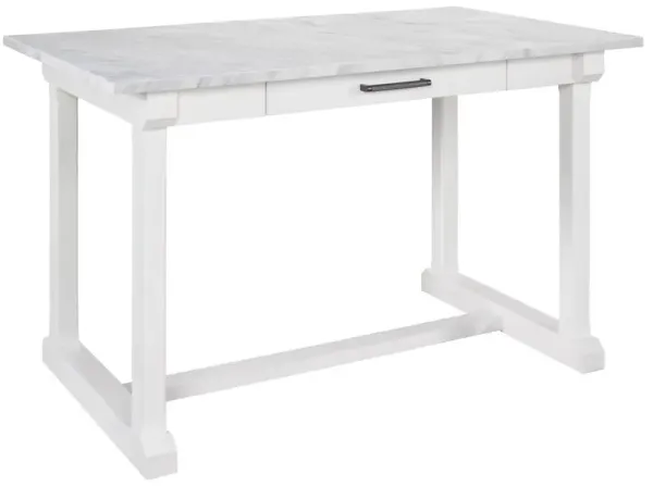 Kyra 60" Stone Counter Table, White