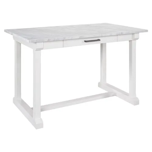 Kyra 60" Stone Counter Table - White