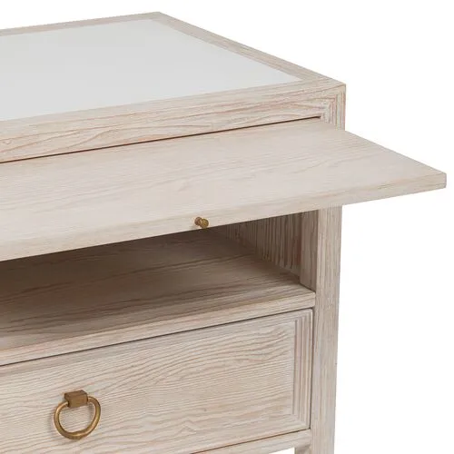 Hailey Oak Nightstand - Whitewash