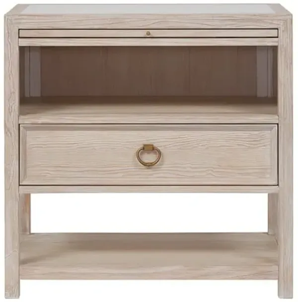 Hailey Oak Nightstand - Whitewash
