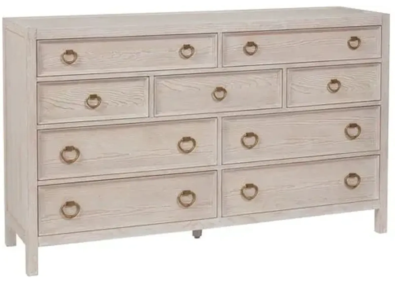 Hailey 9-Drawer Dresser - Whitewash - Beige