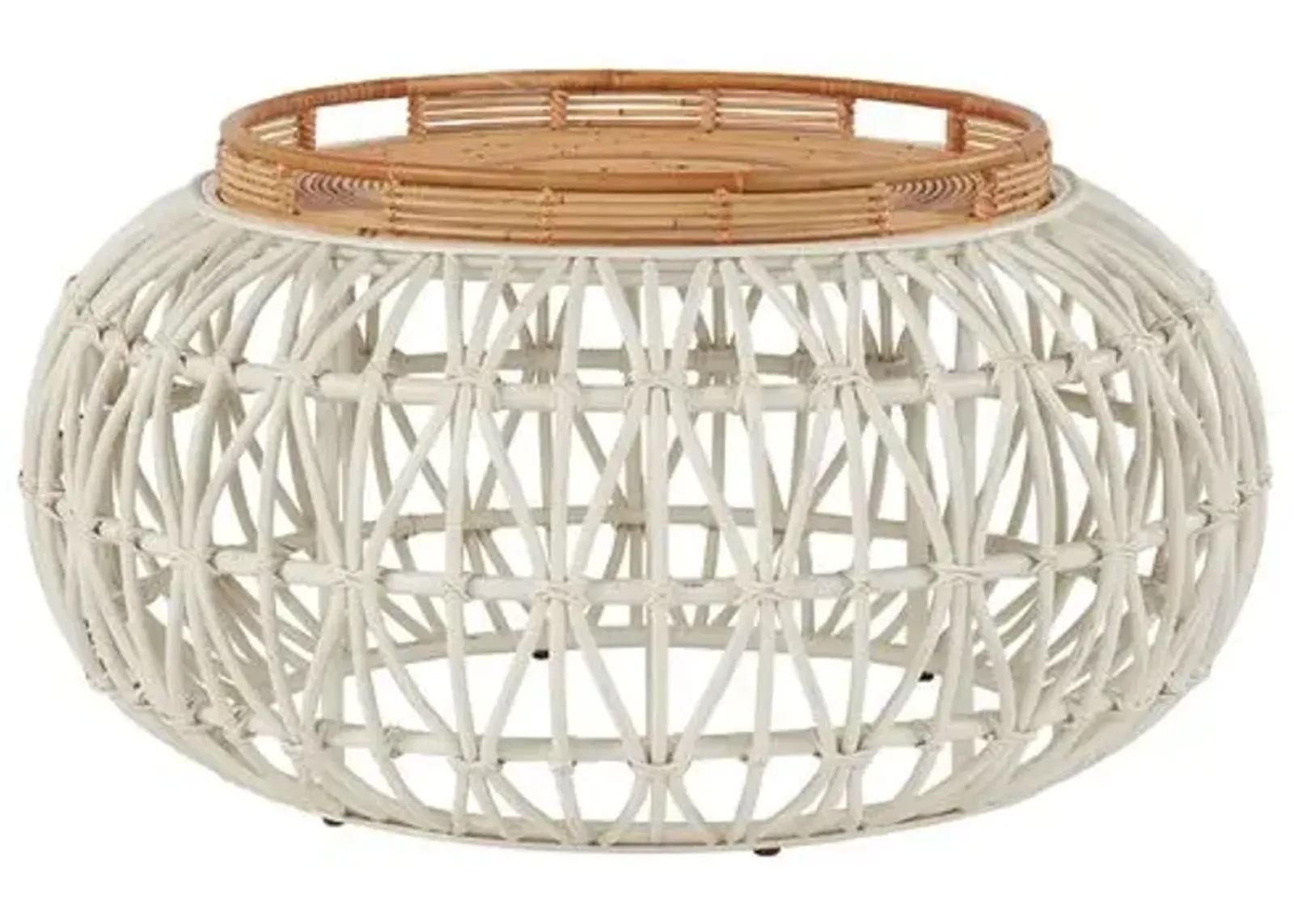 Coastal Living Macie Rattan Cocktail Table - White/Natural