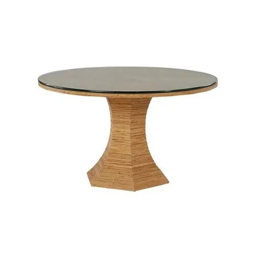 Coastal Living Macie Rattan 54" Round Dining Table - Natural