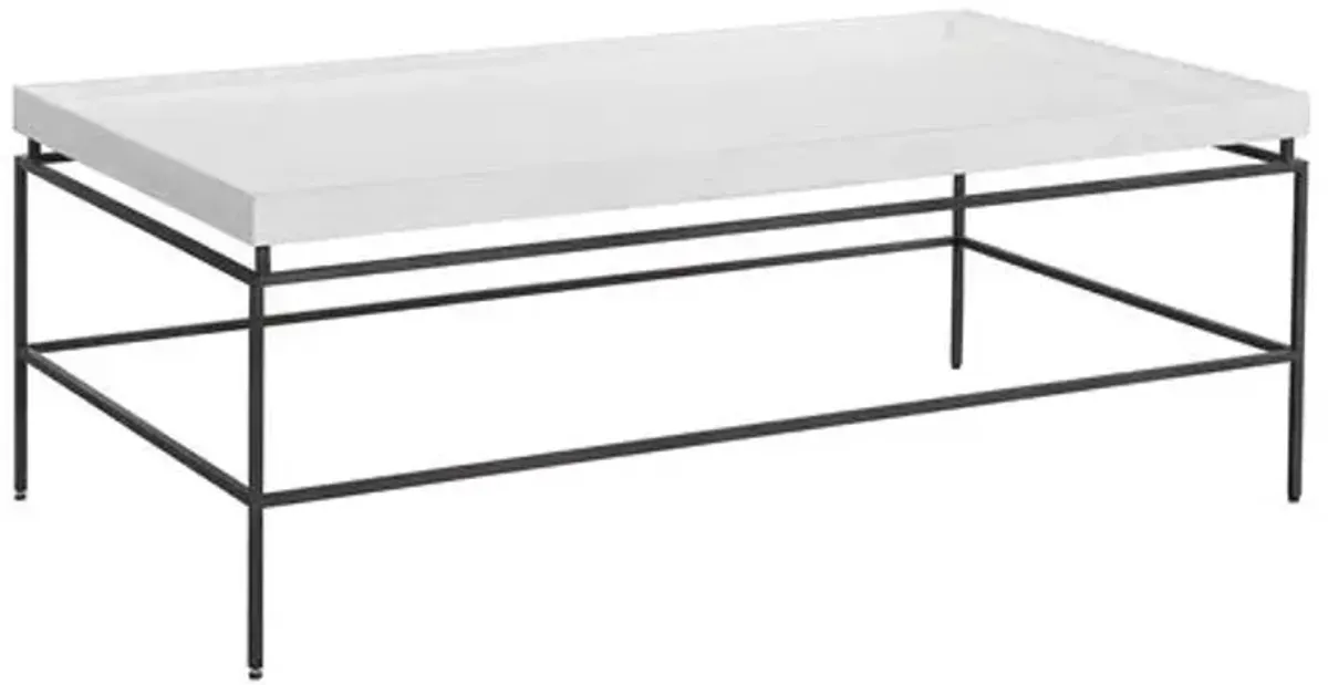 Gracie Oak Rectangular Cocktail Table - Rustic White