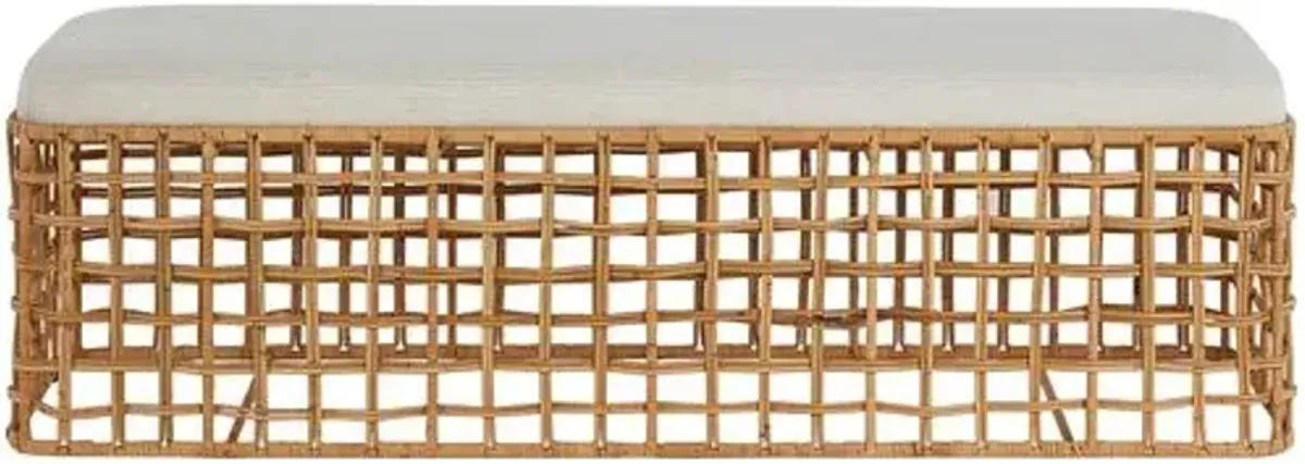 Coastal Living Bailey Rattan Bench - Natural Crypton - White