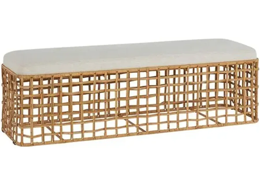 Coastal Living Bailey Rattan Bench - Natural Crypton - White