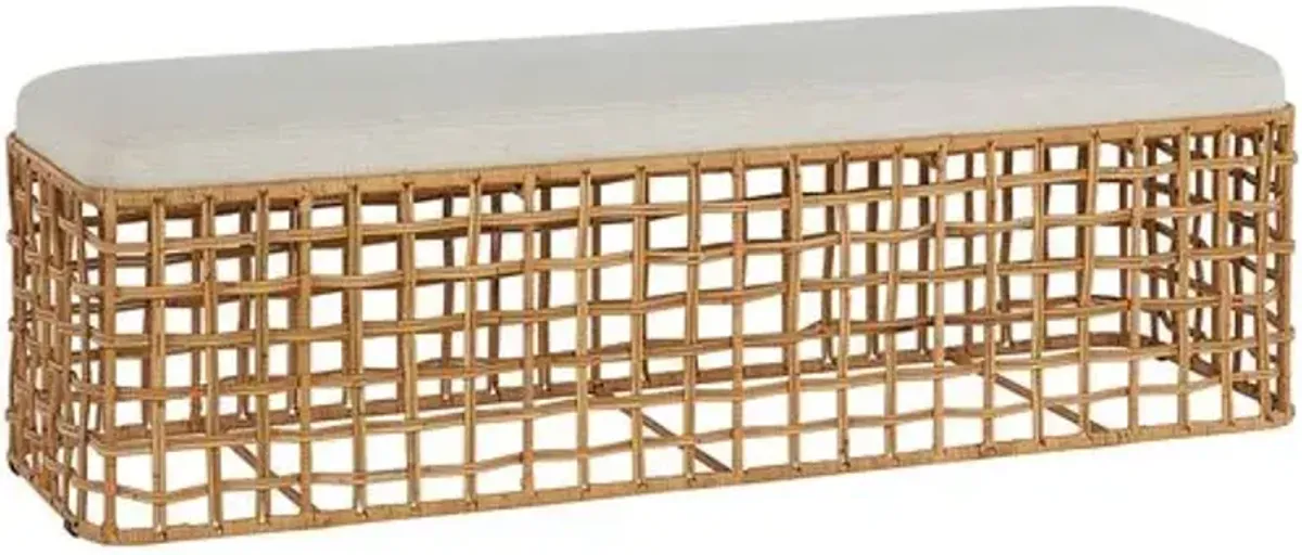 Coastal Living Bailey Rattan Bench - Natural Crypton - White